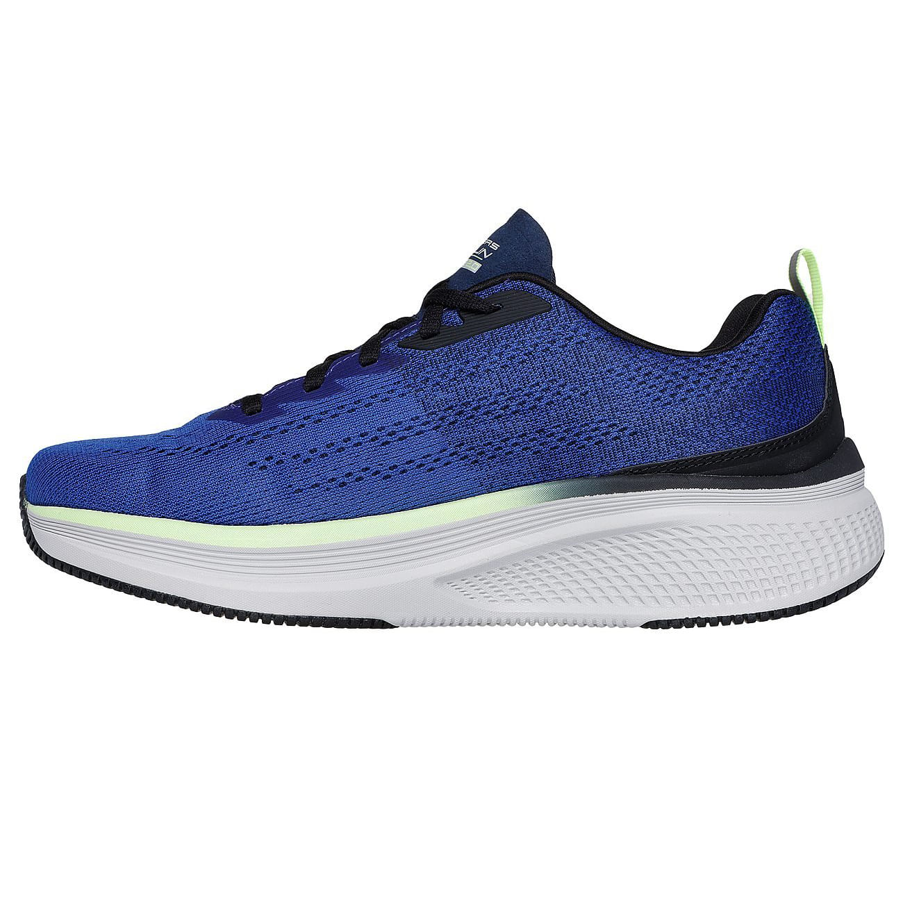 Tênis Skechers Fluid Motion masculino marinho vista lateral mostrando detalhes do solado e design